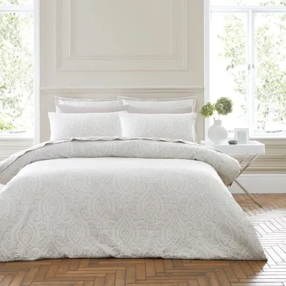 Jacquard Duvet Cover Set - Grey, Cotton