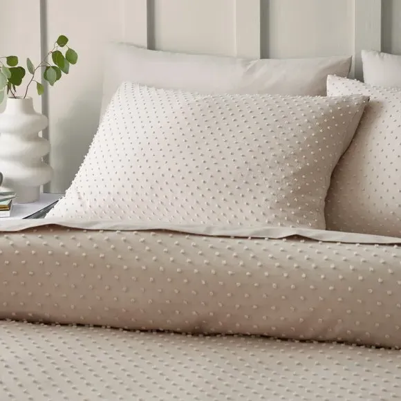 Jacquard Duvet Cover Set - Natural, Polyester