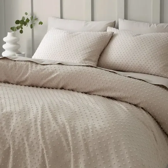Jacquard Duvet Cover Set - Natural, Polyester