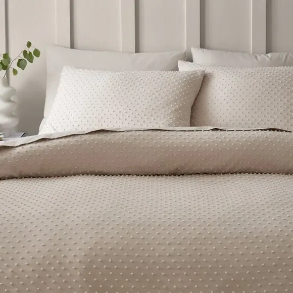 Jacquard Duvet Cover Set - Natural, Polyester