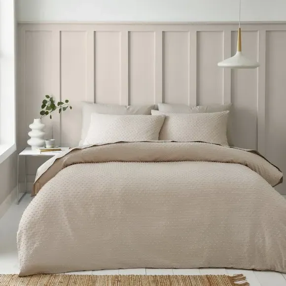 Jacquard Duvet Cover Set - Natural, Polyester