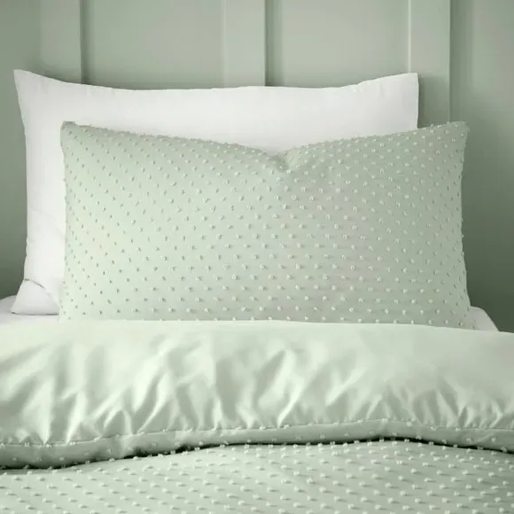 Jacquard Duvet Cover Set - Sage, Polyester