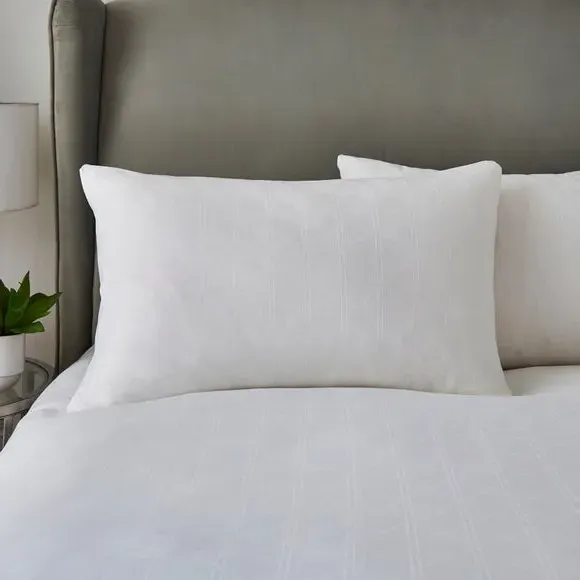 Jacquard Duvet Cover Set - White, Cotton Sateen