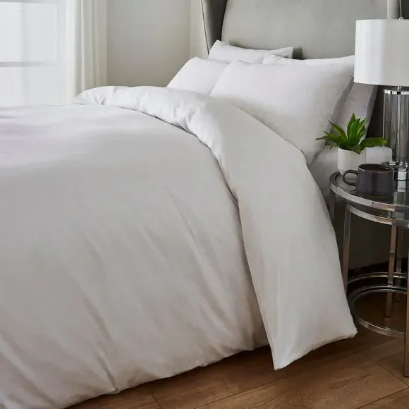 Jacquard Duvet Cover Set - White, Cotton Sateen