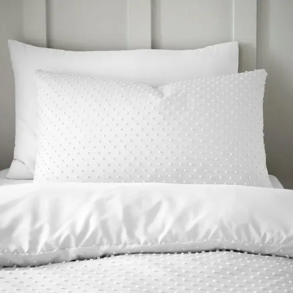 Jacquard Duvet Cover Set - White, Polyester