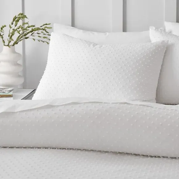 Jacquard Duvet Cover Set - White, Polyester