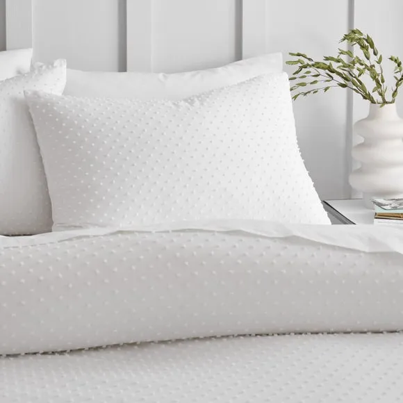 Jacquard Duvet Cover Set - White, Polyester