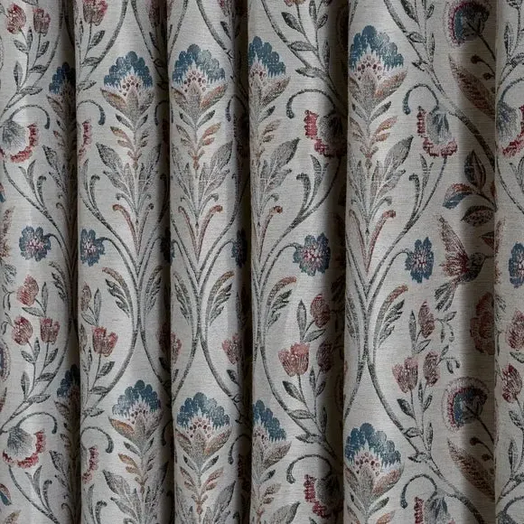 Jacquard Pencil Pleat Curtains - Natural, Polyester