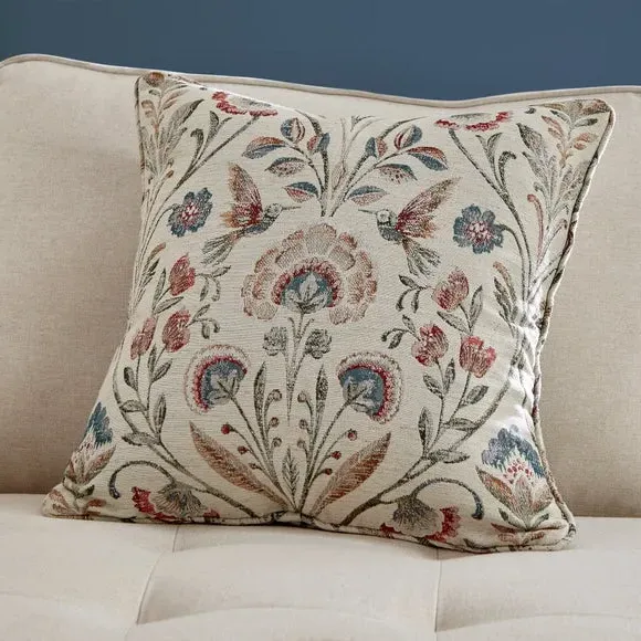 Jacquard Pencil Pleat Curtains - Natural, Polyester