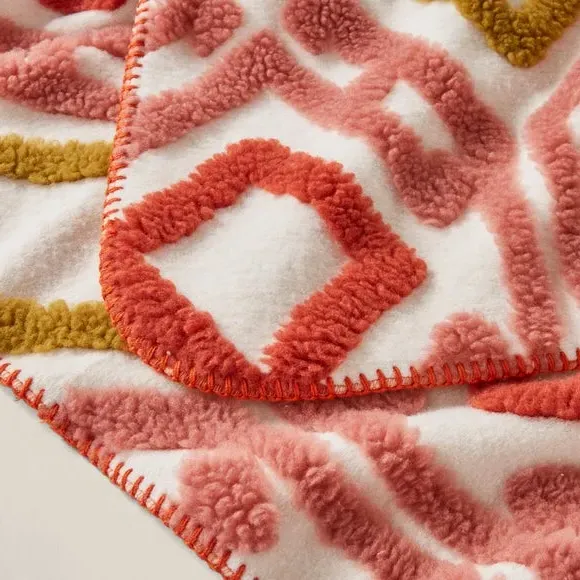 Jacquard Throw Blanket - Multicolor, Sherpa