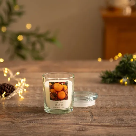 Jar Candle with Lid - Orange Scent, Glass