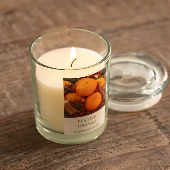 Jar Candle with Lid - Orange Scent, Glass