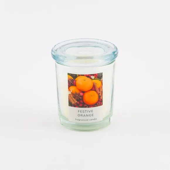 Jar Candle with Lid - Orange Scent, Glass