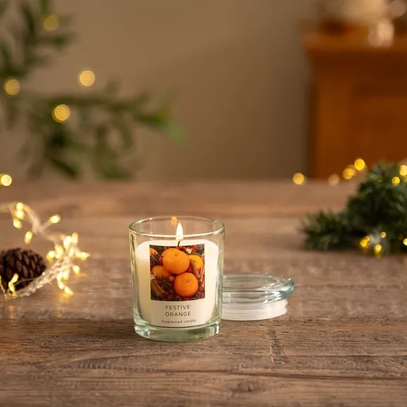 Jar Candle with Lid - Orange Scent, Glass image