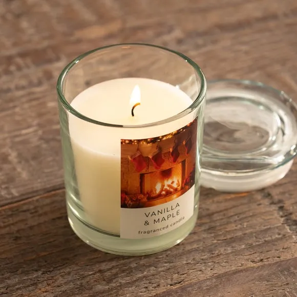 Jar Candle with Lid - Vanilla & Maple Scent