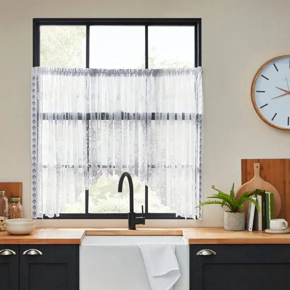 Jardiniere Net Curtain - White, Lace image