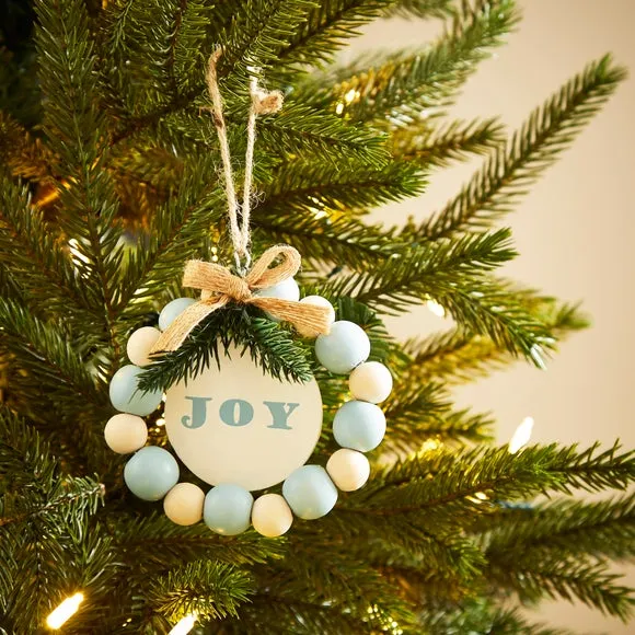 Joy Hanging Decoration - Blue, Beaded Wood image