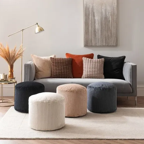 Jumbo Cord Pouffe with Polybeads - Black