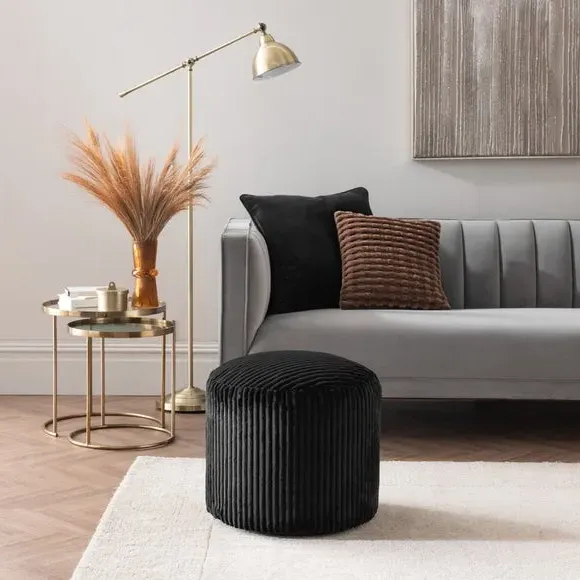 Jumbo Cord Pouffe with Polybeads - Black image