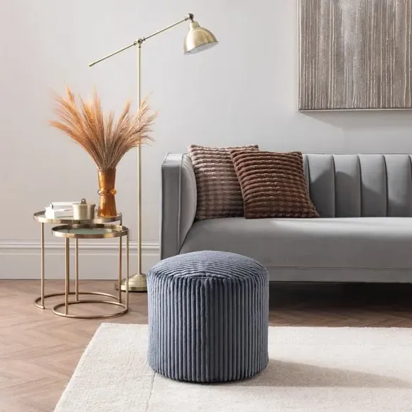 Jumbo Cord Pouffe with Polybeads - Charcoal