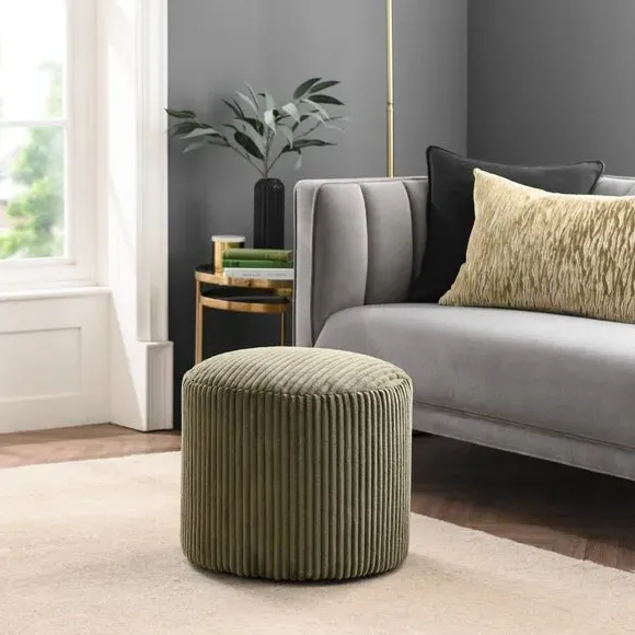 Jumbo Cord Pouffe with Polybeads - Olive