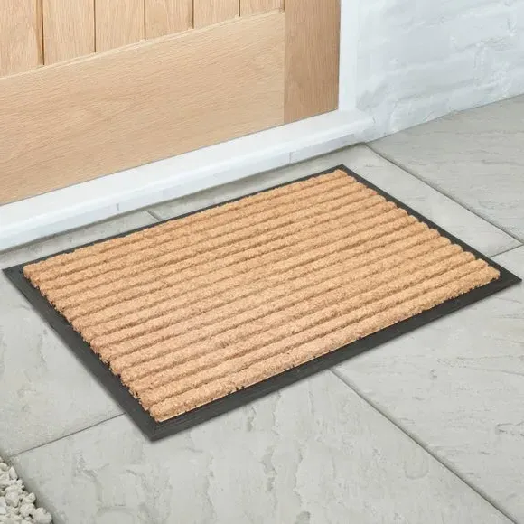 Jumbo Stripe Doormat - Brown, Rubber & Coir image
