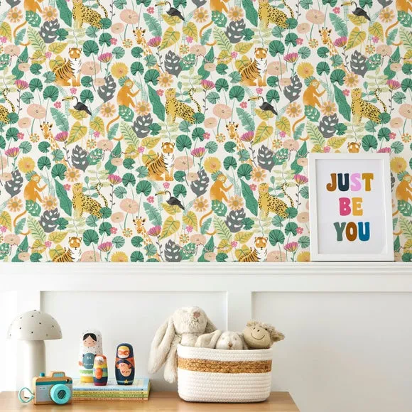 Jungle Pattern Wallpaper - Multicoloured