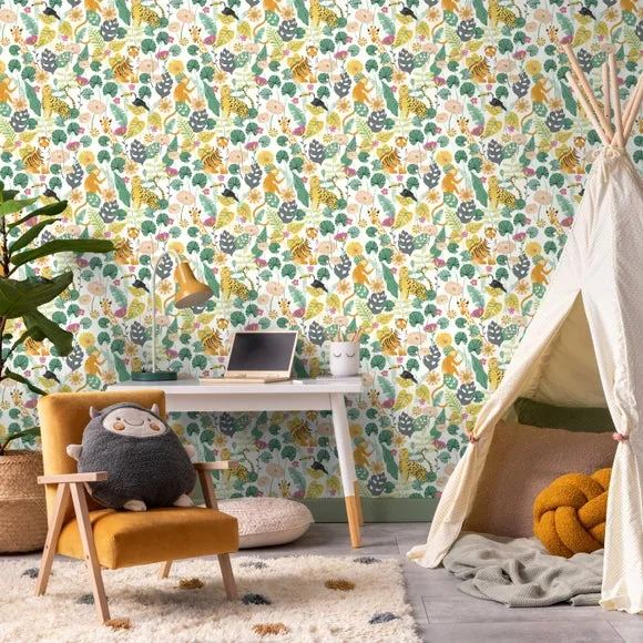 Jungle Pattern Wallpaper - Multicoloured image