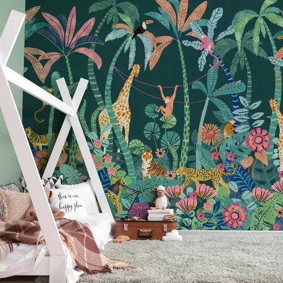Jungle Wall Mural - Multicolor, Non-Woven Paper