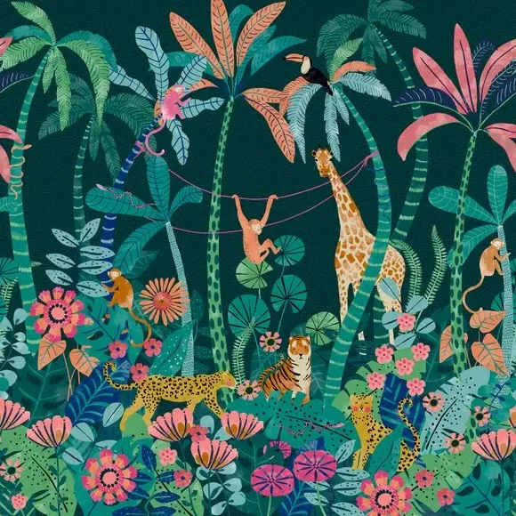 Jungle Wall Mural - Multicolor, Non-Woven Paper