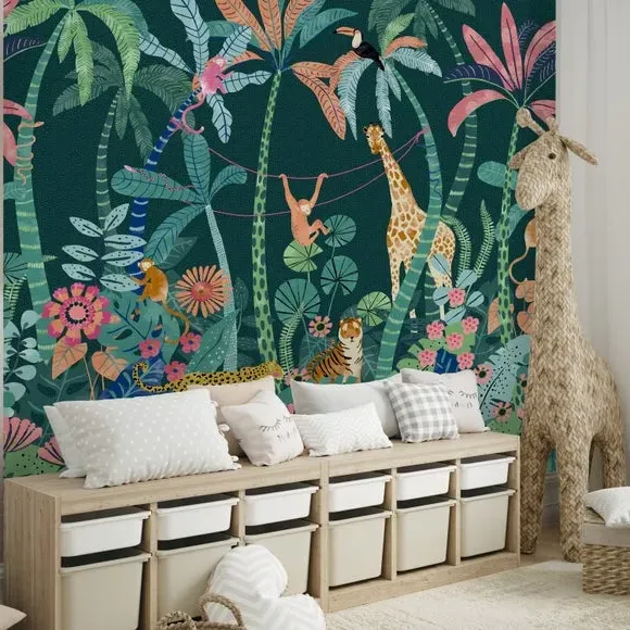 Jungle Wall Mural - Multicolor, Non-Woven Paper