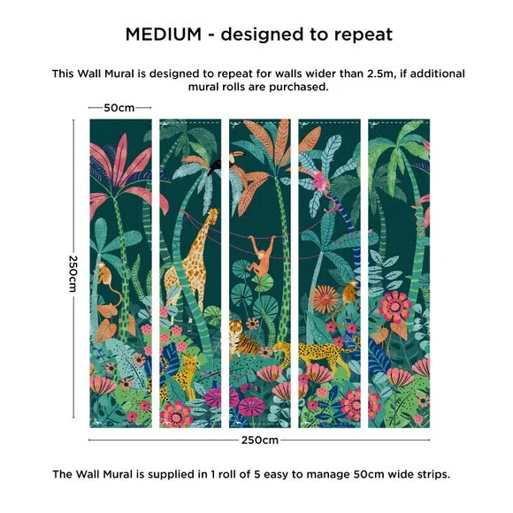 Jungle Wall Mural - Multicolor, Non-Woven Paper