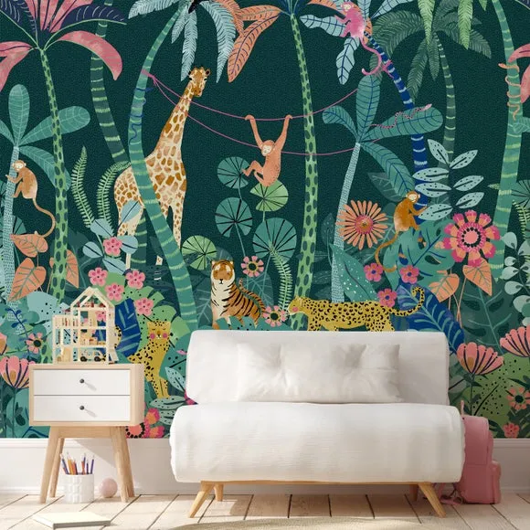 Jungle Wall Mural - Multicolor, Non-Woven Paper image
