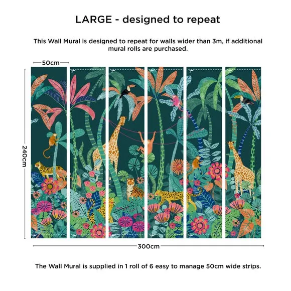 Jungle Wall Mural - Multicolor, Non-Woven Paper