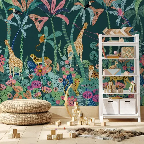 Jungle Wall Mural - Multicolor, Non-Woven Paper