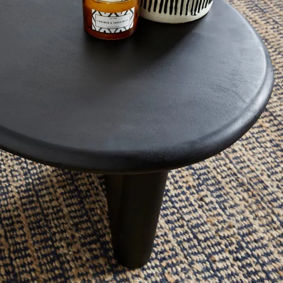 Kidney Shaped Coffee Table - Black, Mango Wood