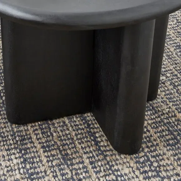 Kidney Shaped Coffee Table - Black, Mango Wood