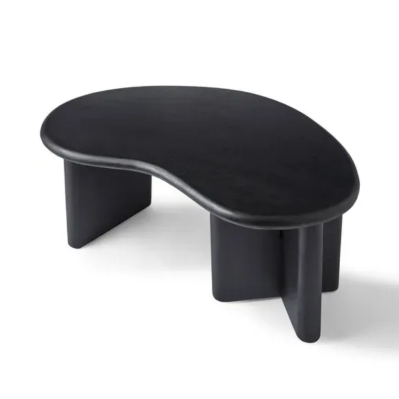 Kidney Shaped Coffee Table - Black, Mango Wood