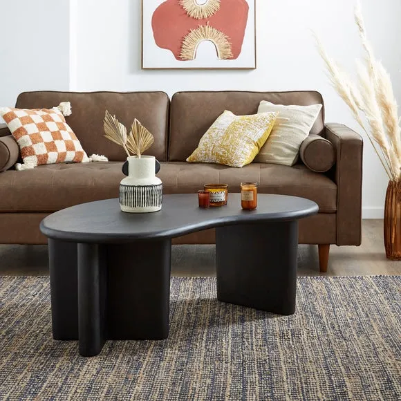 Kidney Shaped Coffee Table - Black, Mango Wood image