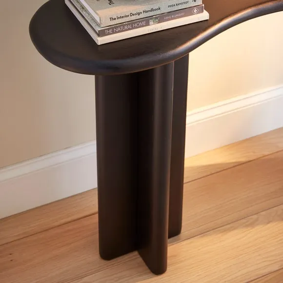 Kidney Shaped Console Table - Black, Mango Wood