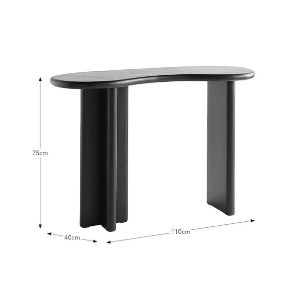 Kidney Shaped Console Table - Black, Mango Wood