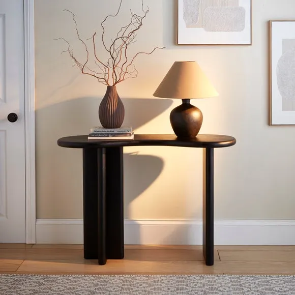 Kidney Shaped Console Table - Black, Mango Wood image