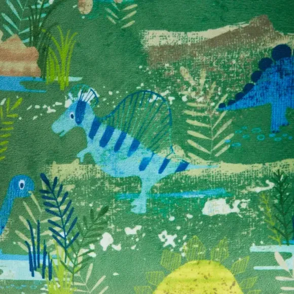 Kids Armchair with Dinosaur Print - Green, Velvet