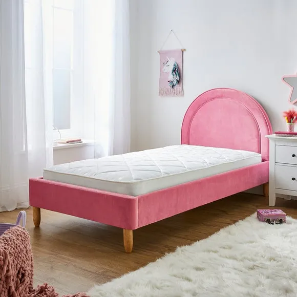 Kids Bed with Curved Headboard - Pink, Velvet