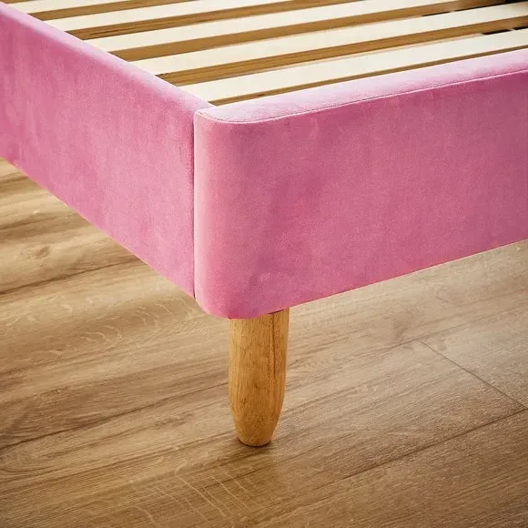 Kids Bed with Curved Headboard - Pink, Velvet