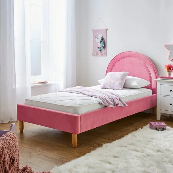 Kids Bed with Curved Headboard - Pink, Velvet image