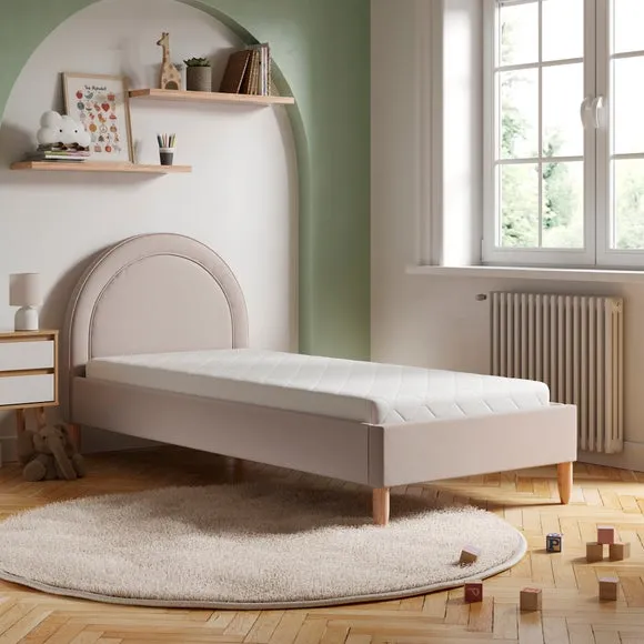 Kids Bed with Upholstered Headboard - Natural
