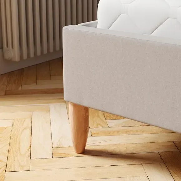 Kids Bed with Upholstered Headboard - Natural