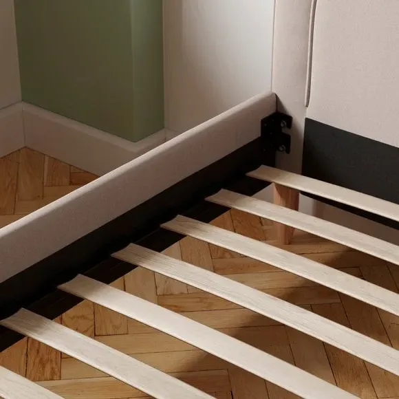 Kids Bed with Upholstered Headboard - Natural