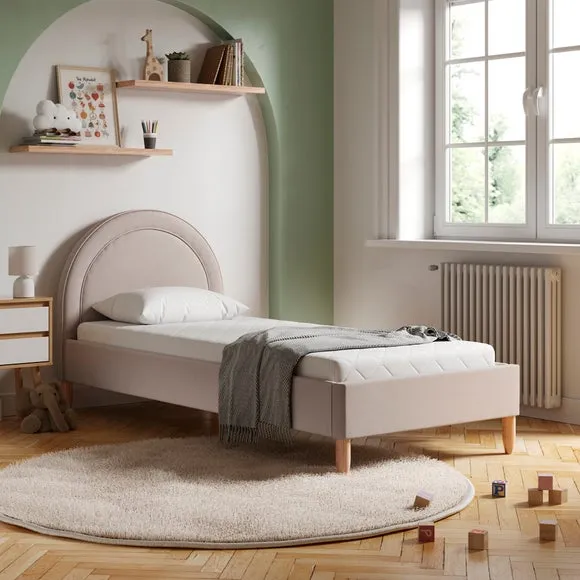 Kids Bed with Upholstered Headboard - Natural image